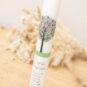 Baptism candle heart tree - Lina for girls and boys for baptism