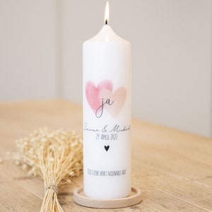 Wedding candle with hearts