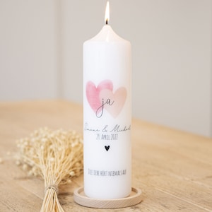 Wedding candle with hearts