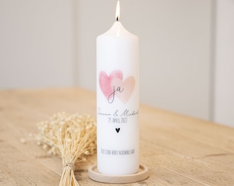 Wedding candle with hearts