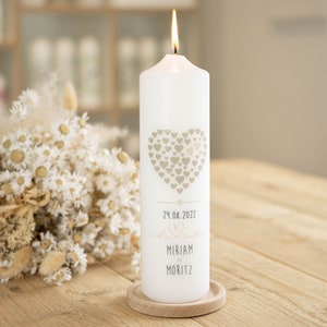 Candela nuziale "Tu ed io" in grigio rustico o come candela da altare in bianco