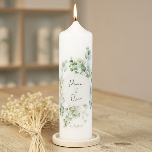 Bougie de mariage - eucalyptus moderne