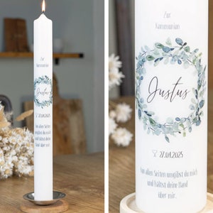 Communion candle eucalyptus wreath - Justus for girls and boys