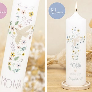 Baptism candle cross - Mona for girls and boys in 3 different colors!