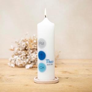 Candela del battesimo simboli fede amore speranza - Theo