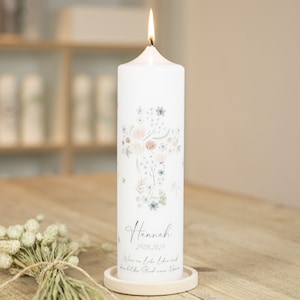 Christening candle flowers cross - Hannah - my baptism | Flower dream for girls and boys