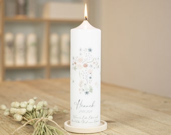 Christening candle flowers cross - Hannah - my baptism | Flower dream for girls and boys