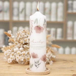 Mourning candle mom flowers, elegant memorial candle for loving memory