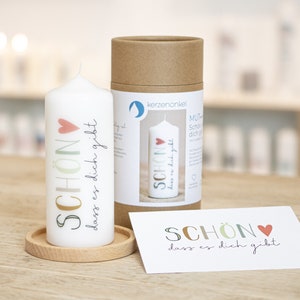 MUTmacher Kerze "Schön, dass es dich gibt" - inkl. Grußkarte + Geschenkbox! Kostenloser Versand in 2-4 Werktagen! Das perfekte Geschenk.