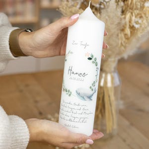 Baptismal candle whale - Hanne - modern and beautiful candle for the baptism of your boy or girl