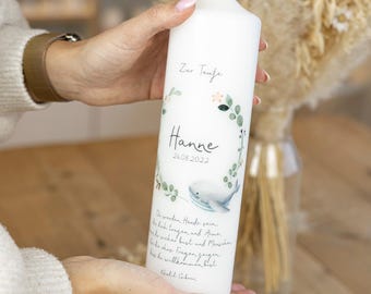 Baptism candle Whale - Hanne - modern and beautiful candle for the baptism of your boy or girl
