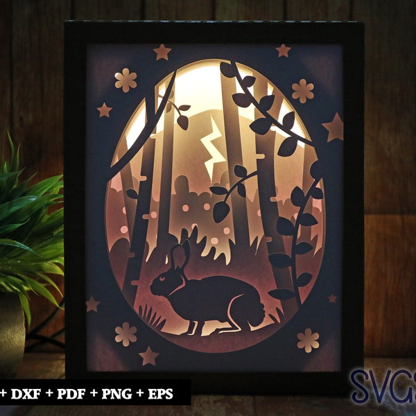 Cute Bunny Paper Cut Light Box Template, 3D 8x10 Shadow Box SVG, Cricut, Silhouette DIY Cute Bunny Paper Cut Light Box Template, 3D 8x10 Shadow Box SVG, Cricut, Silhouette DIY