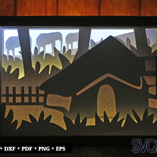 Village House Paper Cut Light Box Template, 3D 5x7 Shadow Box SVG, Cricut, Silhouette DIY Village House Paper Cut Light Box Template, 3D 5x7 Shadow Box SVG, Cricut, Silhouette DIY