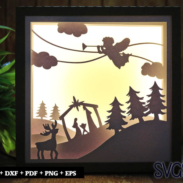 Merry Christmas Nativity Paper Cut Light Box Template, 3D 8x8, 12x12, 9x9 Square Shadow Box SVG, Cricut, Silhouette DIY Merry Christmas Nativity Paper Cut Light Box Template, 3D 8x8, 12x12, 9x9 Square Shadow Box SVG, Cricut, Silhouette DIY