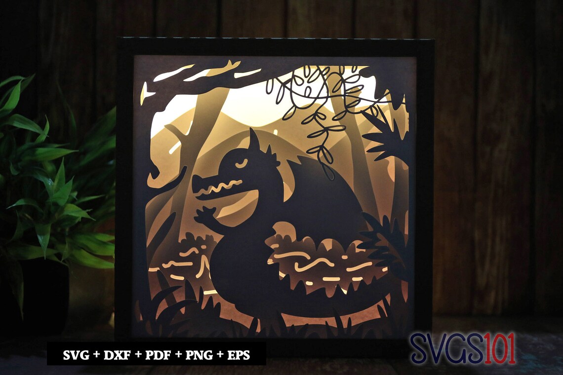 Dragon Light Box Template SVG Shadow Box 7x7 8x8 9x9 Etsy France