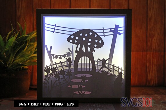 8x8 Inches Shadow Box Template, Square Light Box Frame, 3D