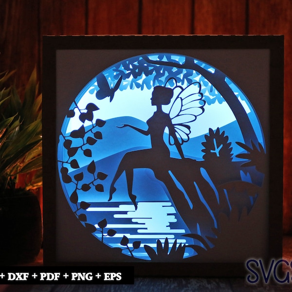 Silhouette of a beautiful fairy Paper Cut Light Box Template, 3D 8x8, 12x12, 9x9 Square Shadow Box SVG, Cricut, Silhouette DIY Silhouette of a beautiful fairy Paper Cut Light Box Template, 3D 8x8, 12x12, 9x9 Square Shadow Box SVG, Cricut, Silhouette DIY