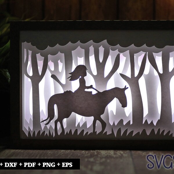 Girl Riding Horse Paper Cut Light Box Template, 3D 5x7 Shadow Box SVG, Cricut, Silhouette DIY Girl Riding Horse Paper Cut Light Box Template, 3D 5x7 Shadow Box SVG, Cricut, Silhouette DIY