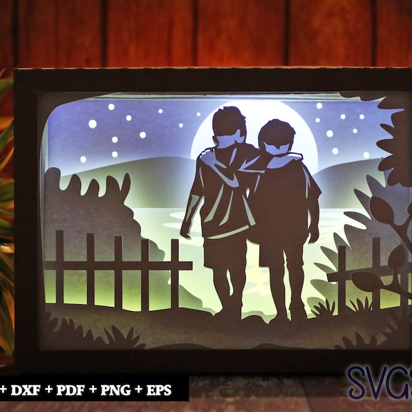 Best Friend BFF Paper Cut Light Box Template, 3D 5x7 Shadow Box SVG, Cricut, Silhouette DIY Best Friend BFF Paper Cut Light Box Template, 3D 5x7 Shadow Box SVG, Cricut, Silhouette DIY