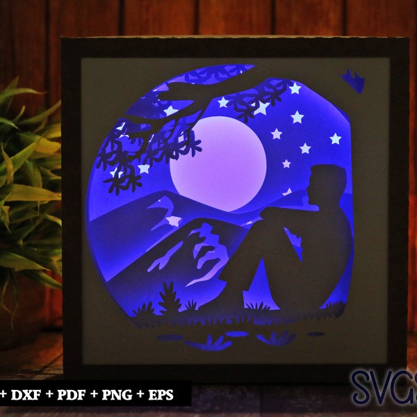 Man Sitting Alone Under Tree Paper Cut Light Box Template, 3D 8x8, 12x12, 9x9 Square Shadow Box SVG, Cricut, Silhouette DIY Man Sitting Alone Under Tree Paper Cut Light Box Template, 3D 8x8, 12x12, 9x9 Square Shadow Box SVG, Cricut, Silhouette DIY