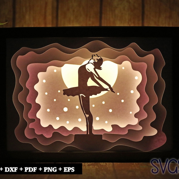 Ballerina Girl Dancing Paper Cut Light Box Template, 3D 5x7 Shadow Box SVG, Cricut, Silhouette DIY Ballerina Girl Dancing Paper Cut Light Box Template, 3D 5x7 Shadow Box SVG, Cricut, Silhouette DIY