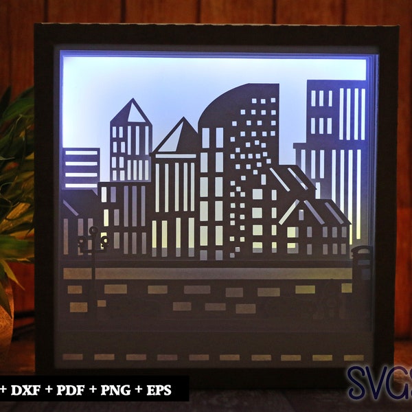Cityscape Scenery Paper Cut Light Box Template, 3D 8x8, 12x12, 9x9 Square Shadow Box SVG, Cricut, Silhouette DIY Cityscape Scenery Paper Cut Light Box Template, 3D 8x8, 12x12, 9x9 Square Shadow Box SVG, Cricut, Silhouette DIY