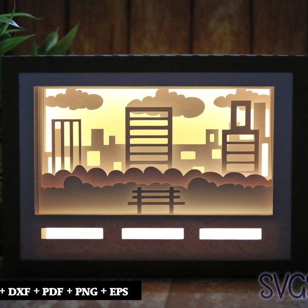Global City View Paper Cut Light Box Template, 3D 5x7 Shadow Box SVG, Cricut, Silhouette DIY Global City View Paper Cut Light Box Template, 3D 5x7 Shadow Box SVG, Cricut, Silhouette DIY