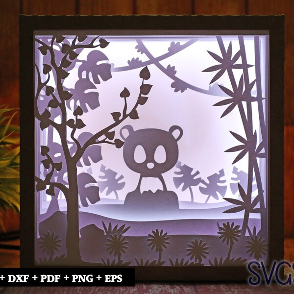 Baby Cute Panda Paper Cut Light Box Template, 3D 8x8, 12x12, 9x9 Square Shadow Box SVG, Cricut, Silhouette DIY Baby Cute Panda Paper Cut Light Box Template, 3D 8x8, 12x12, 9x9 Square Shadow Box SVG, Cricut, Silhouette DIY