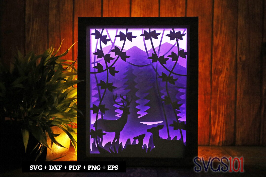 Wild Deer Light Box Template SVG Shadow Box 8x10 Paper - Etsy