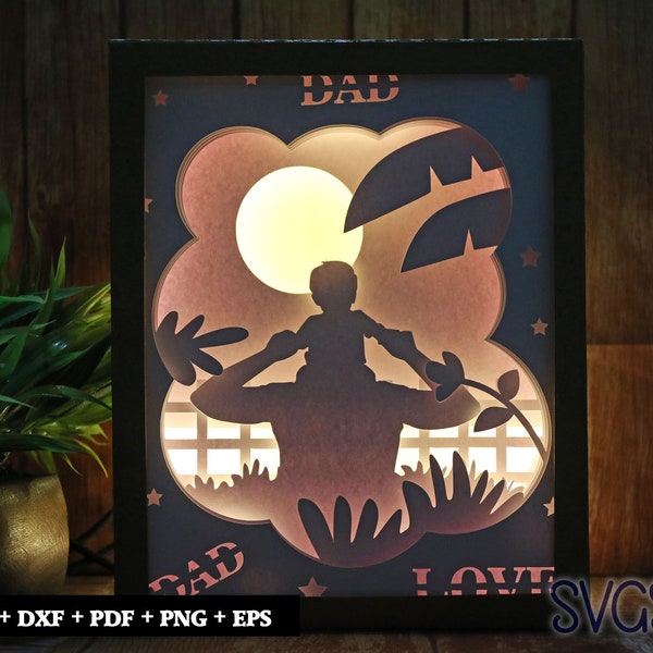 Dad Love Paper Cut Light Box Template, 3D 8x10 Shadow Box SVG, Cricut, Silhouette DIY Dad Love Paper Cut Light Box Template, 3D 8x10 Shadow Box SVG, Cricut, Silhouette DIY