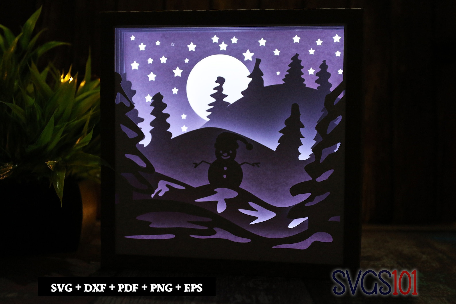 Download Christmas Snowman Light Box Template SVG Shadow Box 7x7 ...