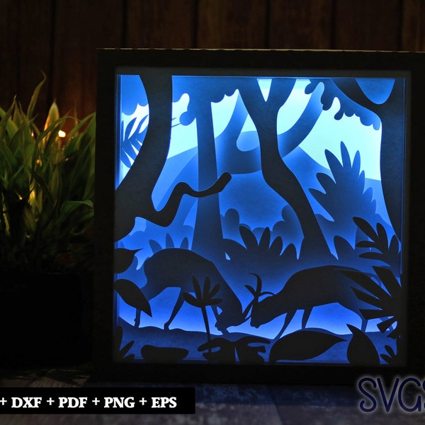 Antelopes Fighting Paper Cut Light Box Template, 3D 8x8, 12x12, 9x9 Square Shadow Box SVG, Cricut, Silhouette DIY Antelopes Fighting Paper Cut Light Box Template, 3D 8x8, 12x12, 9x9 Square Shadow Box SVG, Cricut, Silhouette DIY