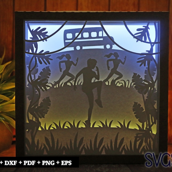 Runner Girl Paper Cut Light Box Template, 3D 8x8, 12x12, 9x9 Square Shadow Box SVG, Cricut, Silhouette DIY Runner Girl Paper Cut Light Box Template, 3D 8x8, 12x12, 9x9 Square Shadow Box SVG, Cricut, Silhouette DIY