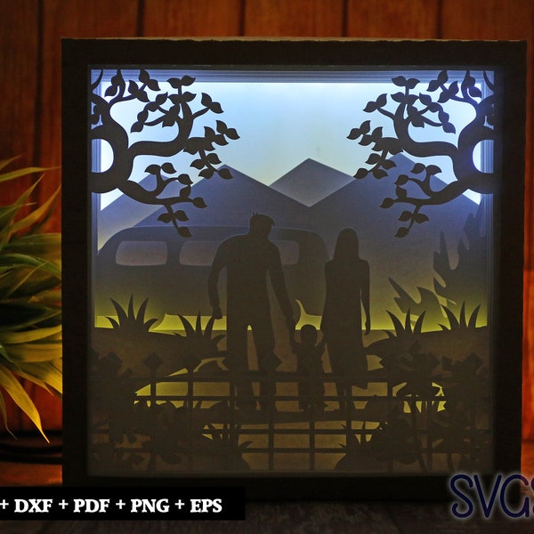 Happy Family Paper Cut Light Box Template, 3D 8x8, 12x12, 9x9 Square Shadow Box SVG, Cricut, Silhouette DIY Happy Family Paper Cut Light Box Template, 3D 8x8, 12x12, 9x9 Square Shadow Box SVG, Cricut, Silhouette DIY