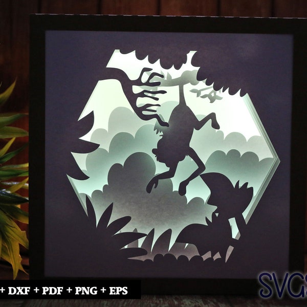 Monkey on Tree Paper Cut Light Box Template, 3D 8x8, 12x12, 9x9 Square Shadow Box SVG, Cricut, Silhouette DIY Monkey on Tree Paper Cut Light Box Template, 3D 8x8, 12x12, 9x9 Square Shadow Box SVG, Cricut, Silhouette DIY