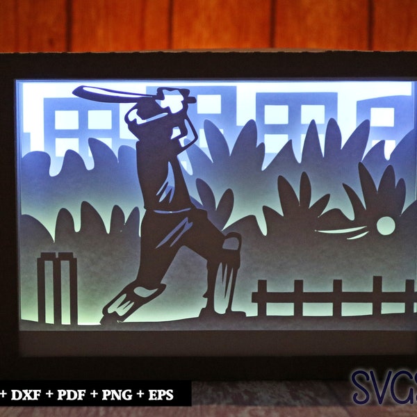 Cricket Player Paper Cut Light Box Template, 3D 5x7 Shadow Box SVG, Cricut, Silhouette DIY Cricket Player Paper Cut Light Box Template, 3D 5x7 Shadow Box SVG, Cricut, Silhouette DIY