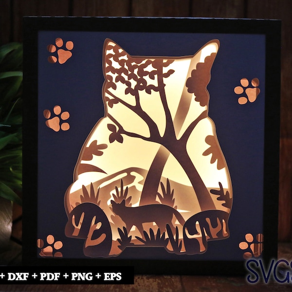 Big Cat Paper Cut Light Box Template, 3D 8x8, 12x12, 9x9 Square Shadow Box SVG, Cricut, Silhouette DIY Big Cat Paper Cut Light Box Template, 3D 8x8, 12x12, 9x9 Square Shadow Box SVG, Cricut, Silhouette DIY