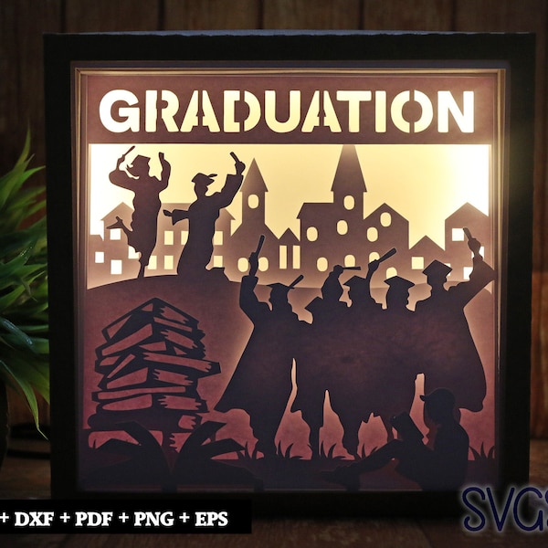 Day of Graduation Paper Cut Light Box Template, 3D 8x8, 12x12, 9x9 Square Shadow Box SVG, Cricut, Silhouette DIY Day of Graduation Paper Cut Light Box Template, 3D 8x8, 12x12, 9x9 Square Shadow Box SVG, Cricut, Silhouette DIY