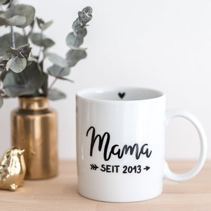 Tasse Mama seit Becher Jahreszahl Name personalisiert Handlettering handbemalt nur Jahreszahl