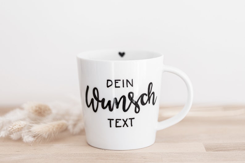 Tasse Wunschtext Becher Name personalisiert handbemalt in schwarz, gold oder kupfer image 1