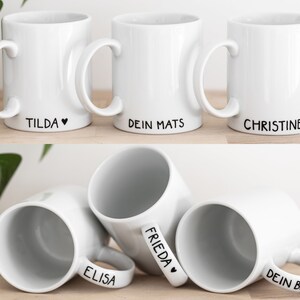 Tasse mit Botschaft innen Schön, dass es dich gibt Becher Tassenboden mit Überraschung Name personalisiert Handlettering handbemalt Bild 2