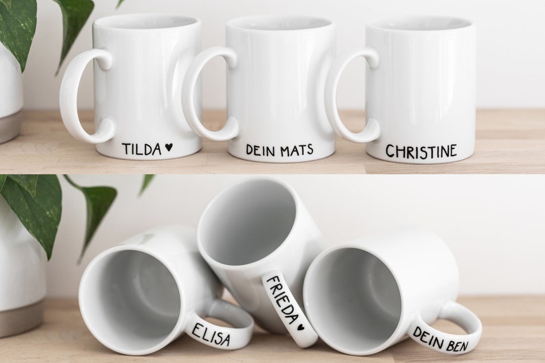 Tasse personalisiert innen und außen mit Wunschtext Tassenboden Becher Name handbemalt Bild 5