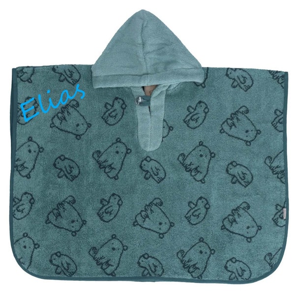 Badeponcho, Badecape, Badeumhang von Sterntaler Eisbär Elia mit Namen bestickt, personalisierte Babygeschenke, bestickte Kinderbademantel