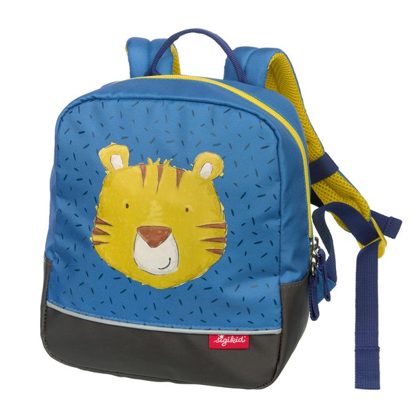 Sigikid Mini Rucksack Tiger, Kindergartentasche mit Namen bestickt, Kindergartenrucksack Tiger Funktionsrucksack für Kinder, mit Wunschnamen