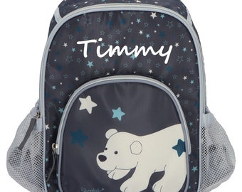 Rucksack, Kindergartentasche mit Namen bestickt, Kindergartenrucksack, Funktionsrucksack, Sterntaler Eisbär Elia, Eisbär Rucksack mit Namen