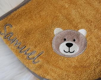 Sterntaler Teddy Bär Kapuzentuch, Babybadetuch,  100 x 100 cm, mit Namen / Text bestickt, Geschenkidee, personalisiertes Badetuch für Babys