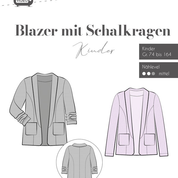 Schnittmuster Blazer mit Schalkragen Kinder Fadenkäfer