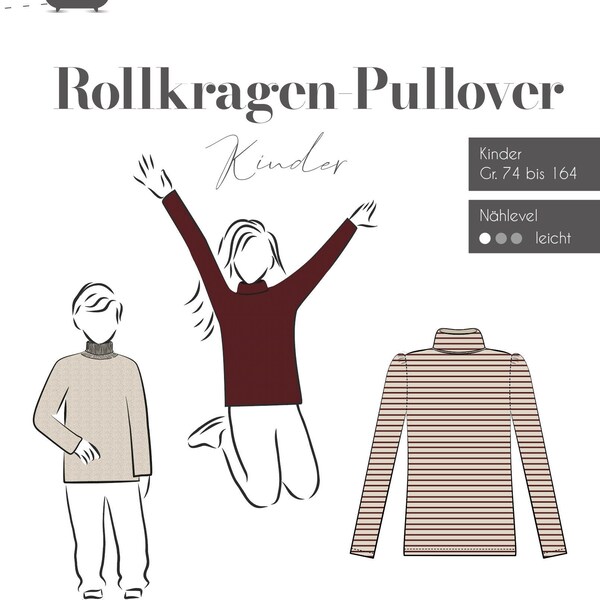 Schnittmuster Rollkragen-Pullover Kinder Fadenkäfer