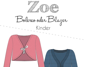 Schnittmuster Zoe Bolero oder Blazer Kinder Fadenkäfer