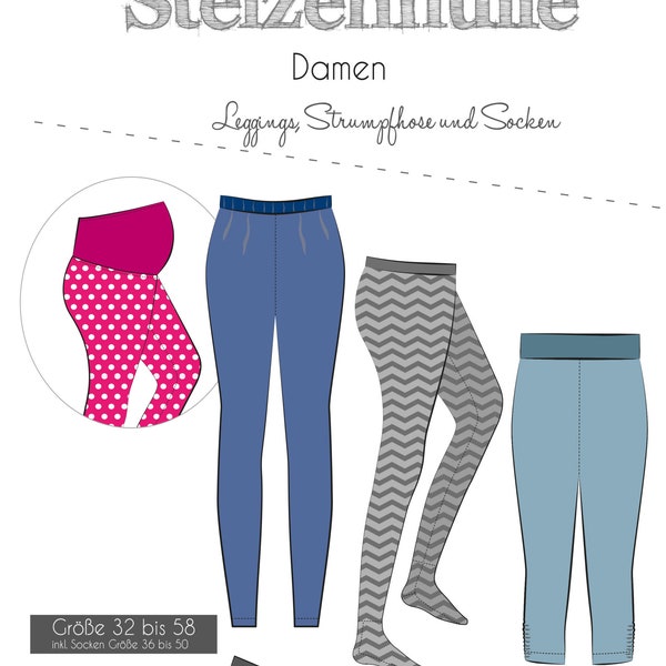 Schnittmuster Stelzenhülle Damen Leggins, Strumpfhosen und Socken von Fadenkäfer